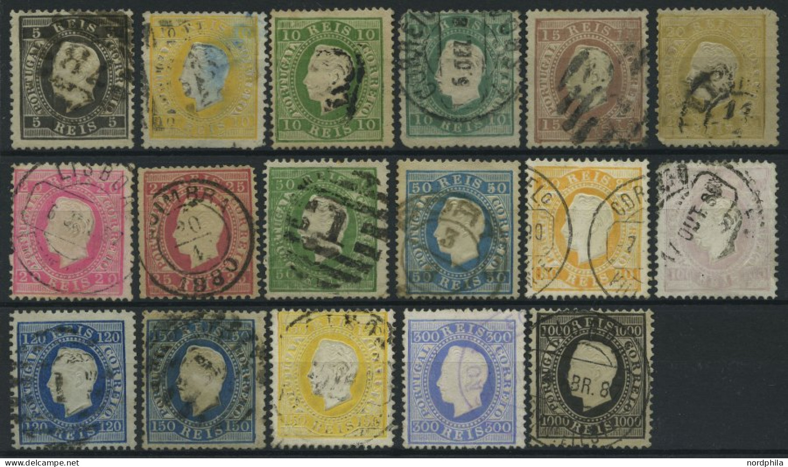 PORTUGAL Aus 34-61 O, 1870-84, 17 Verschiedene Werte, Feinst/Pracht, Mi. 900.- - Usati