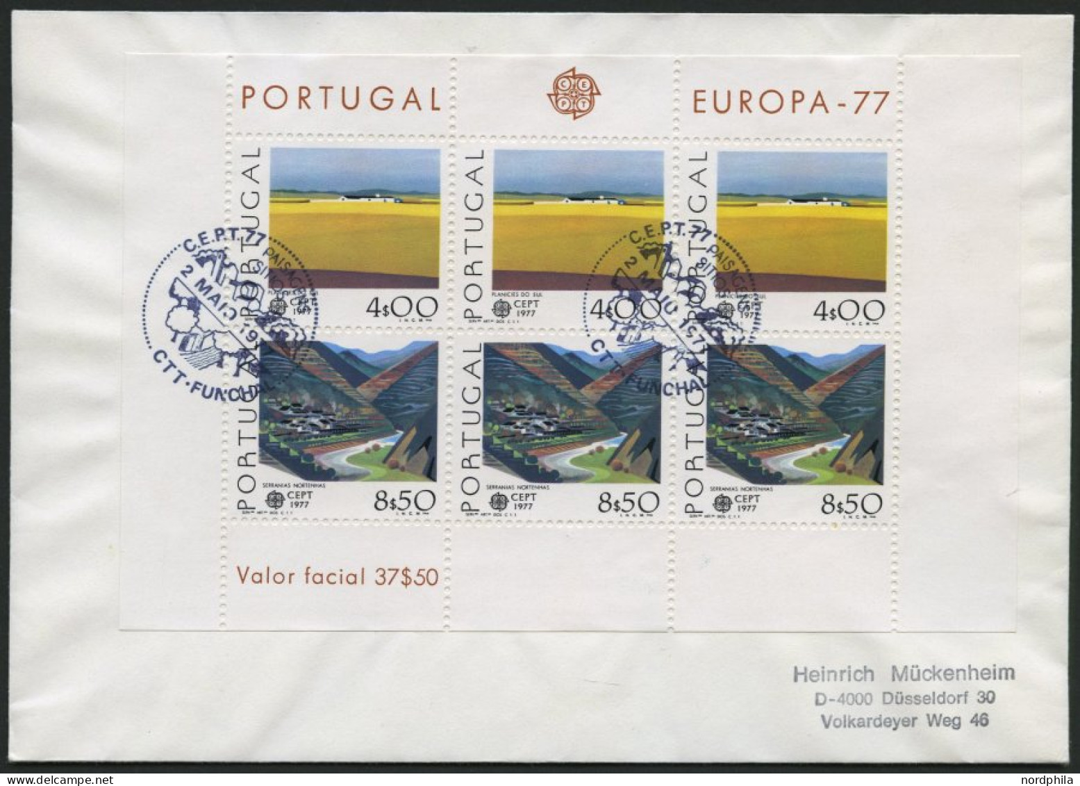 PORTUGAL Bl. 20 BRIEF, 1977, Block Landschaften Auf FDC, Pracht, Mi. 90.- - Sonstige & Ohne Zuordnung