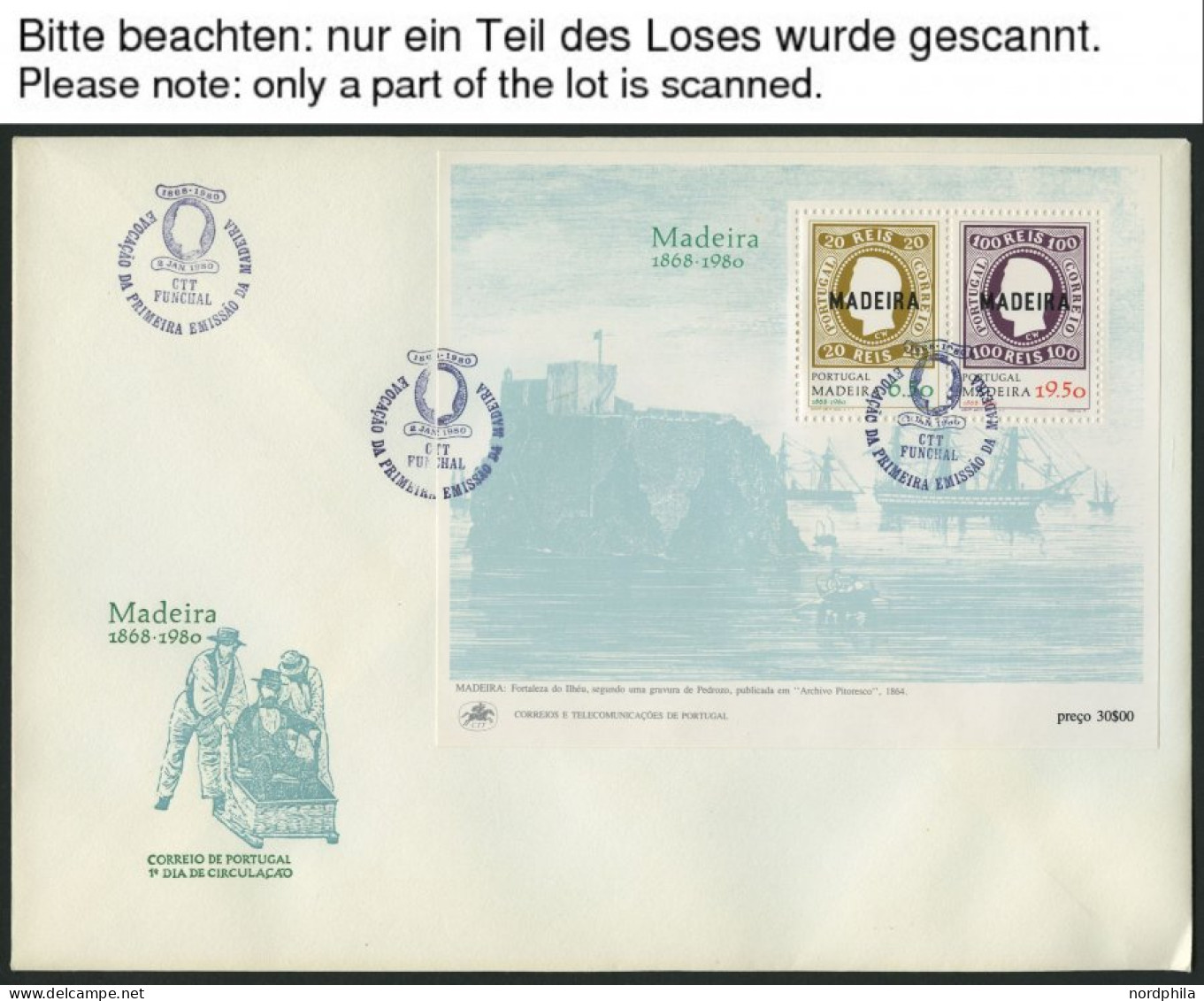 MADEIRA Bl. 1 BRIEF, 1980, Block 112. Jahrestag Der Ersten Markenausgaben, 390x Auf FDC`s, Fast Nur Pracht, Mi. 3900.- - Madère