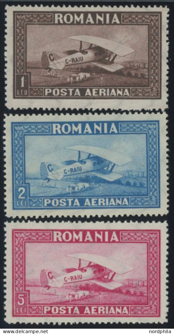 RUMÄNIEN 336-38X,Y , 1928, Flugpost, Beide Wz., 2 Postfrische Prachtsätze, Mi. 70.- - Other & Unclassified