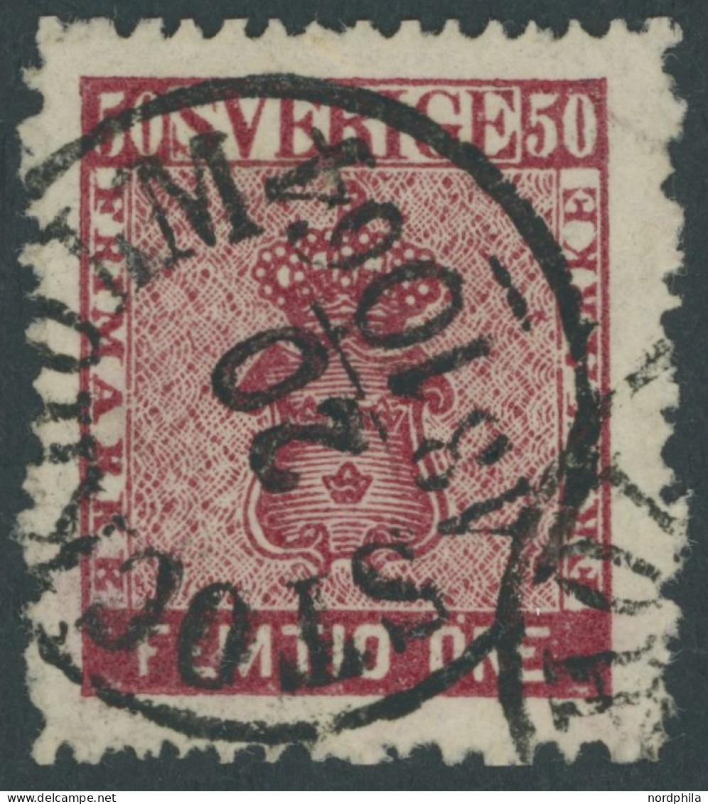 SCHWEDEN 12b O, 1863, 50 Ö. Dunkelkarmin, Rauhe Zähnung, Pracht, Mi 150.- - Autres & Non Classés