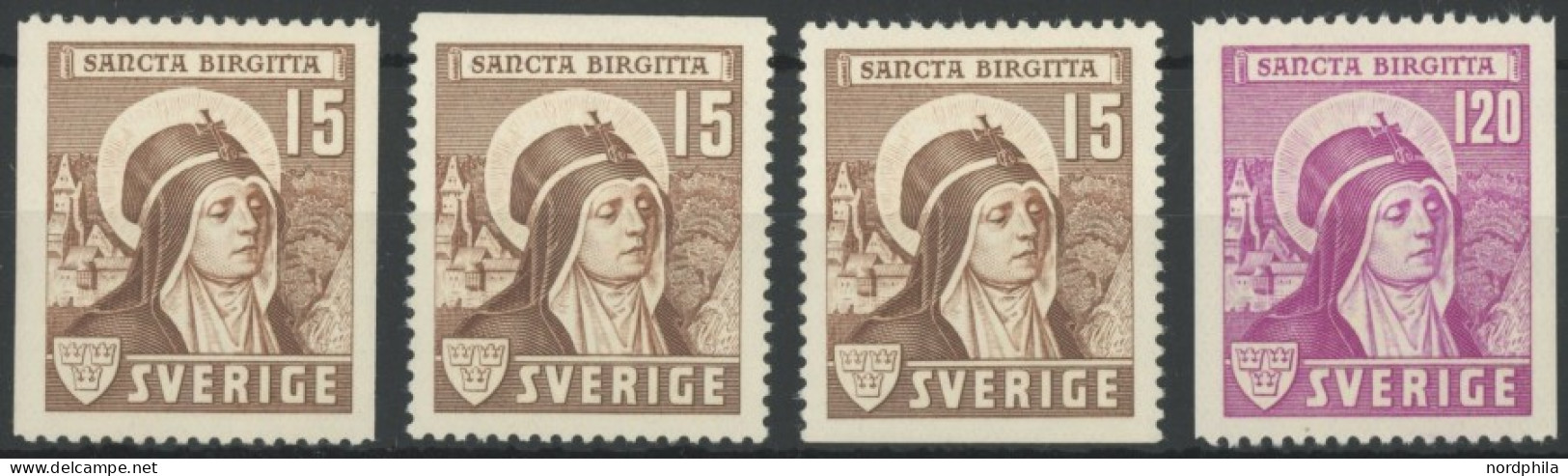 SCHWEDEN 288/9 , 1941, Heilige Birgitta, Postfrischer Prachtsatz (4 Werte), Mi. 60.- - Autres & Non Classés