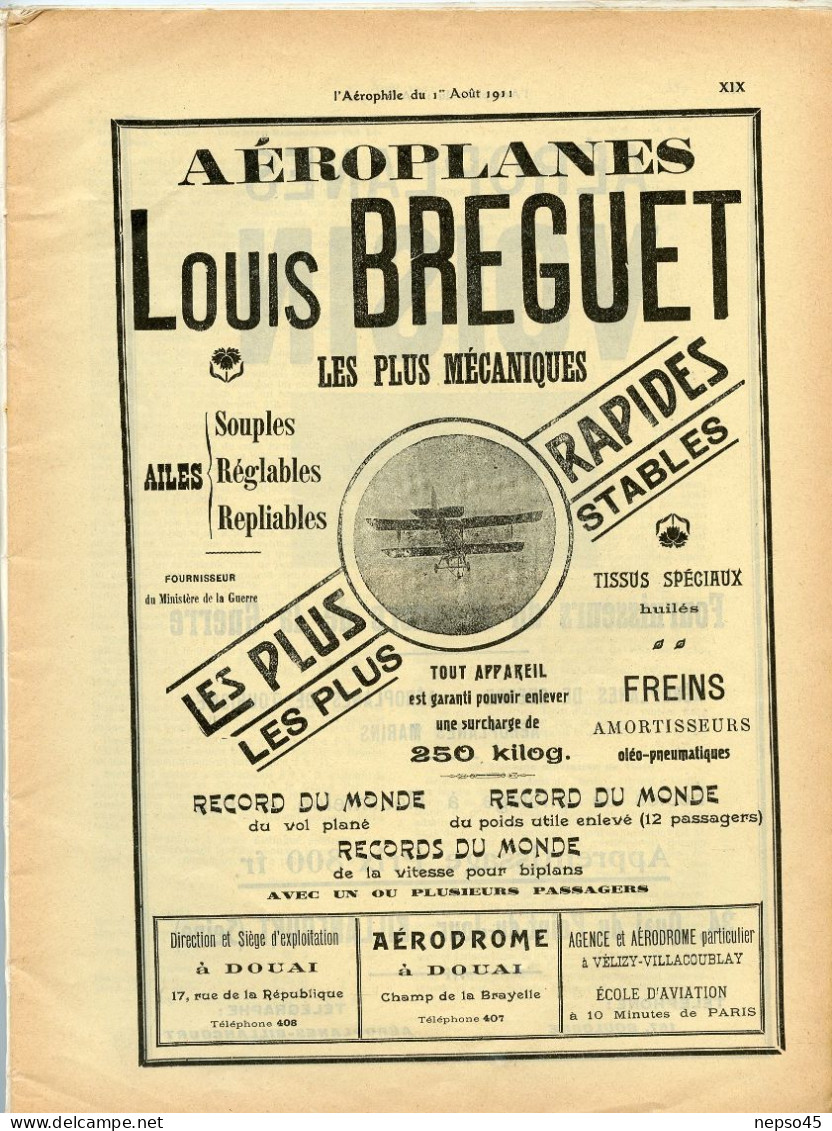 L'aérophile.Revue technique & pratique locomotions aériennes.1911.publie le Bulletin Officiel de l'Aéro-Club de France.