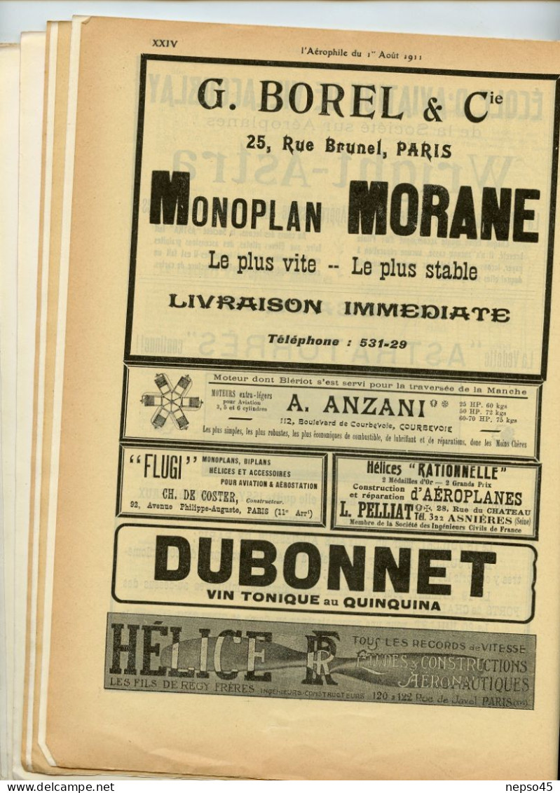 L'aérophile.Revue technique & pratique locomotions aériennes.1911.publie le Bulletin Officiel de l'Aéro-Club de France.