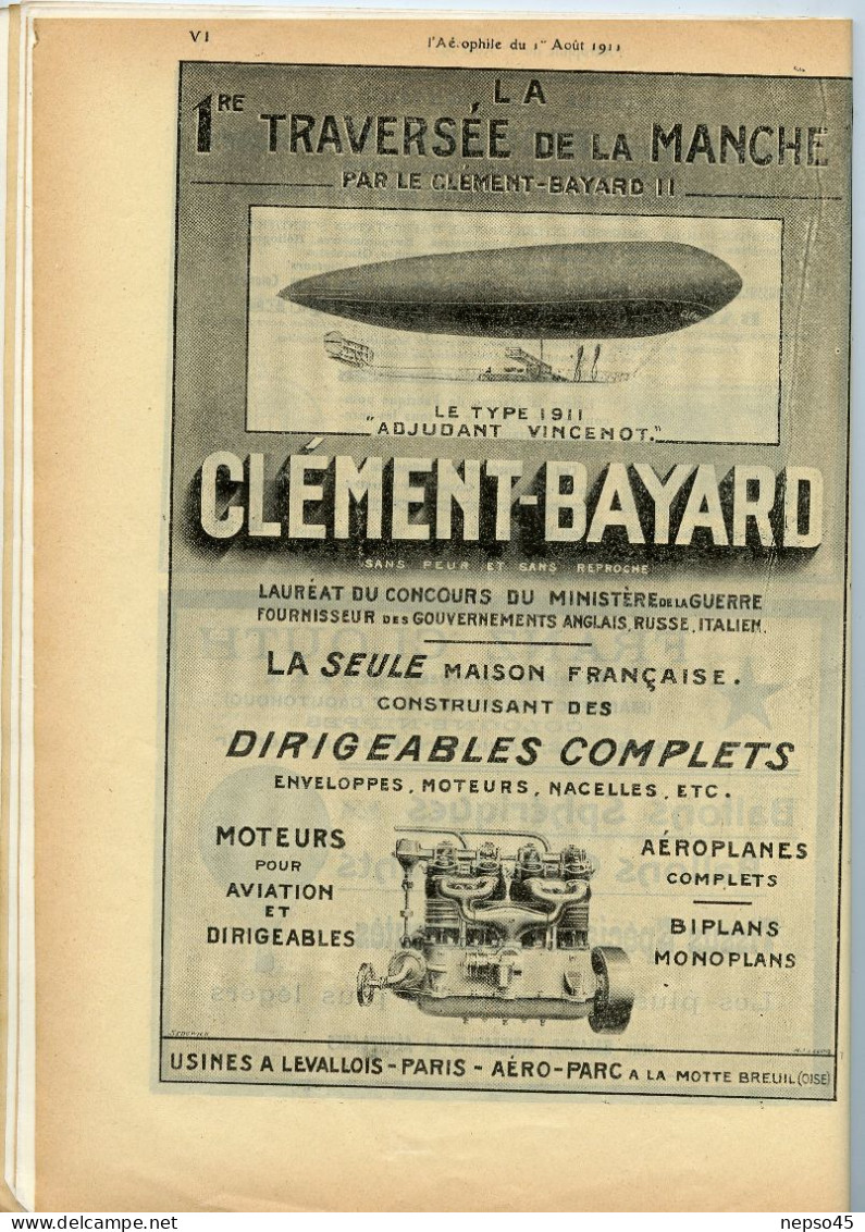 L'aérophile.Revue technique & pratique locomotions aériennes.1911.publie le Bulletin Officiel de l'Aéro-Club de France.