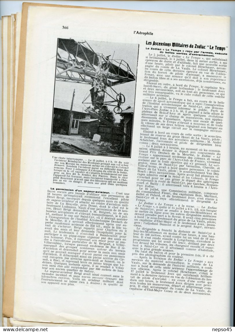 L'aérophile.Revue technique & pratique locomotions aériennes.1911.publie le Bulletin Officiel de l'Aéro-Club de France.