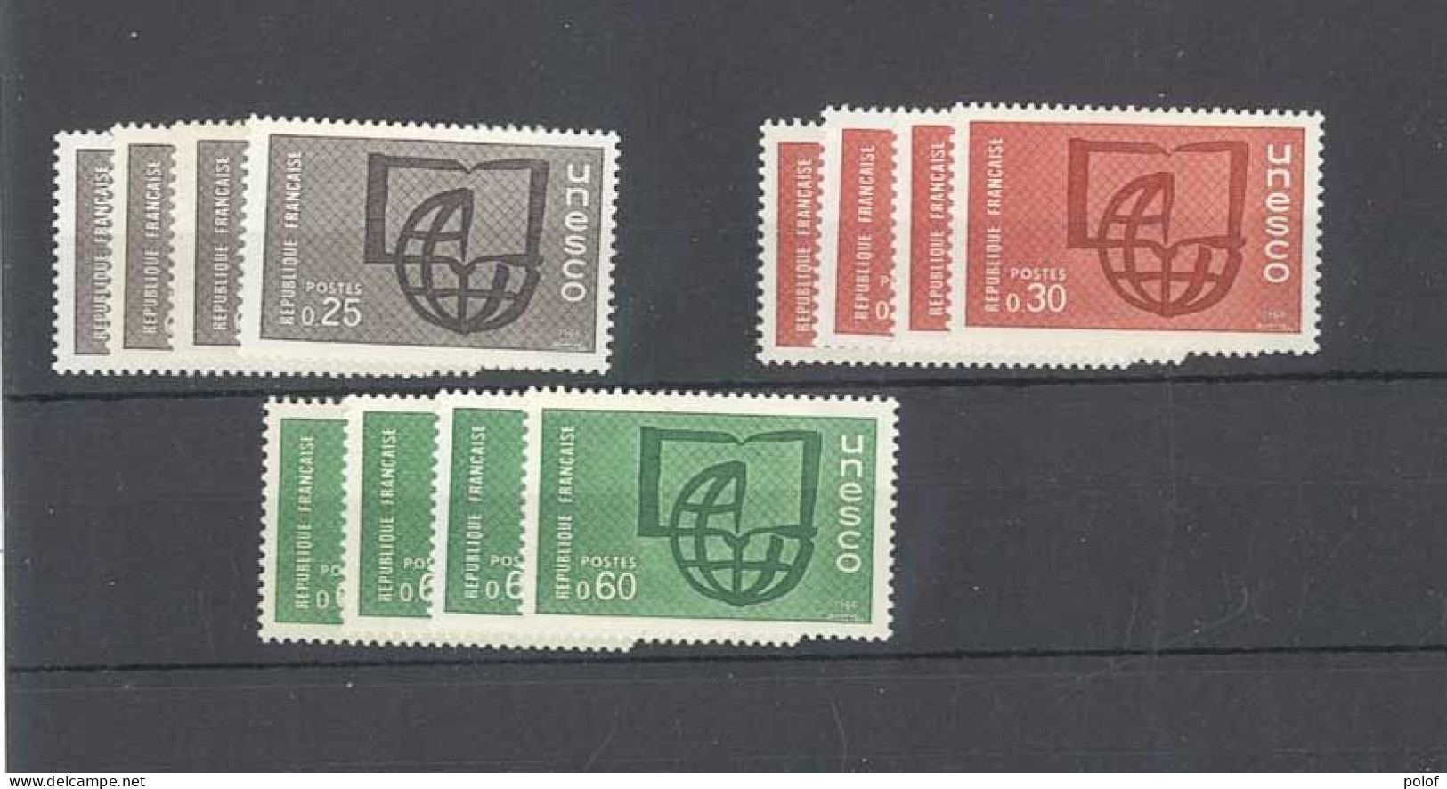 TIMBRE DE SERVICE - Unesco - 4 Séries De 3 Timbres - Yvert 36 à 38 - Neuf Sans Trace De Charnière - Mint/Hinged