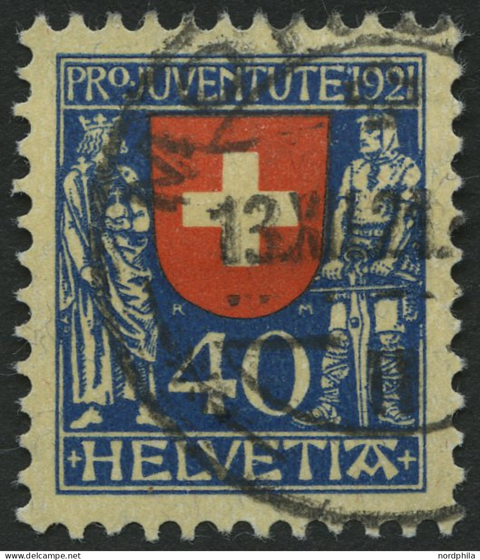 SCHWEIZ BUNDESPOST 174 O, 1921, 40 C. Pro Juventute, Pracht, Mi. 75.- - Gebruikt