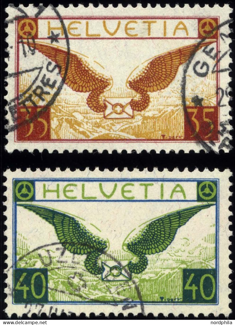 SCHWEIZ BUNDESPOST 233/4x O, 1929, Geflügelter Brief, Gewöhnliches Papier, Pracht, Mi. 160.- - Used Stamps