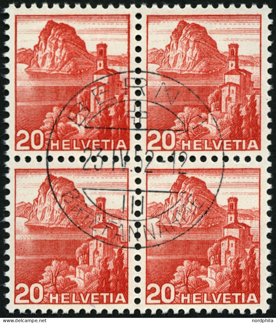 SCHWEIZ BUNDESPOST 327DP VB O, 1938, 20 C. Dunkelrosa, Doppelprägung Des Gesamten Markenbildes, Im Zentrisch Gestempelte - Usati