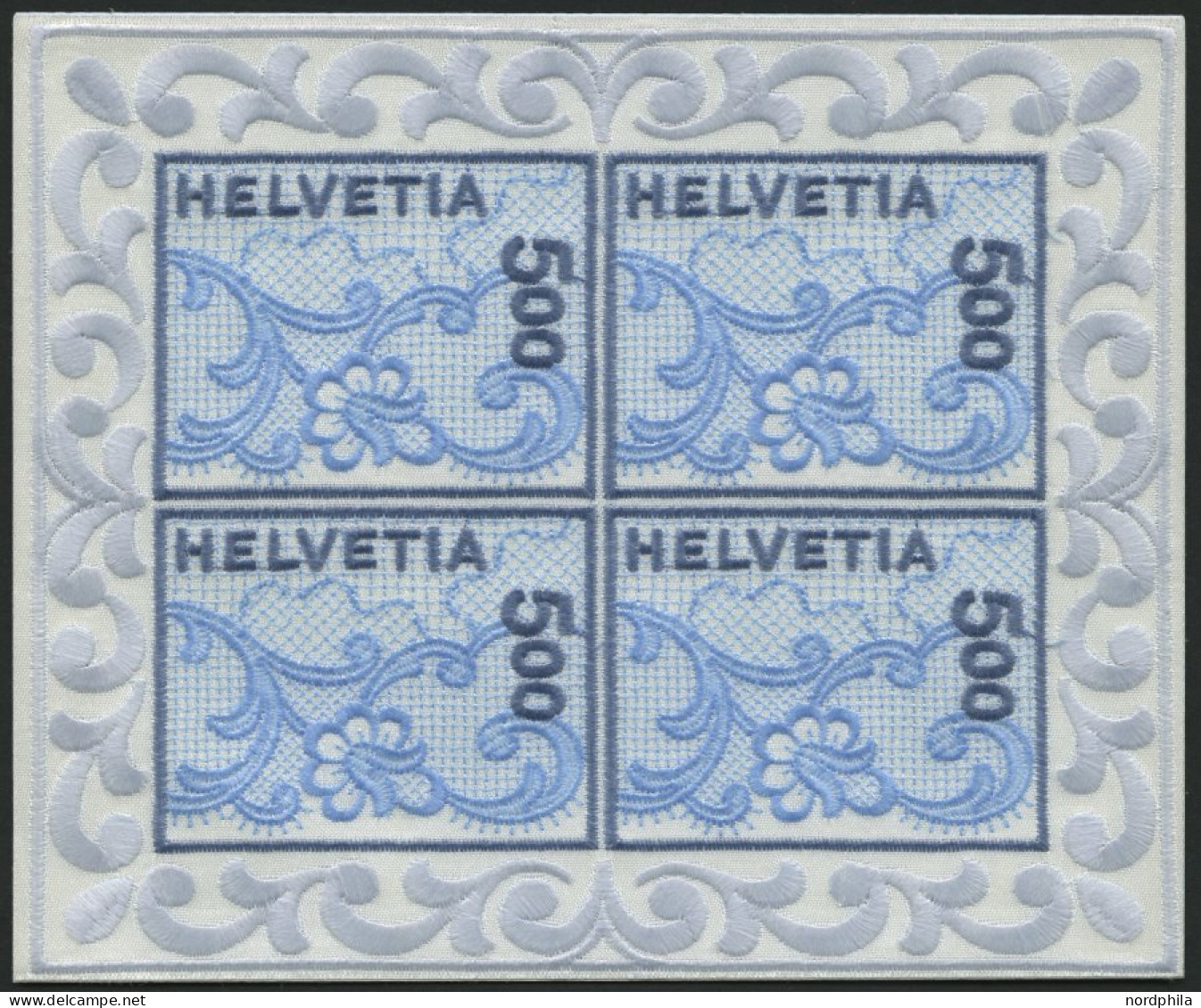 SCHWEIZ BUNDESPOST 1726KB , 2000, 5 Fr. Galler Stickerei Im Kleinbogen, Pracht, Mi. 220.- - Unused Stamps