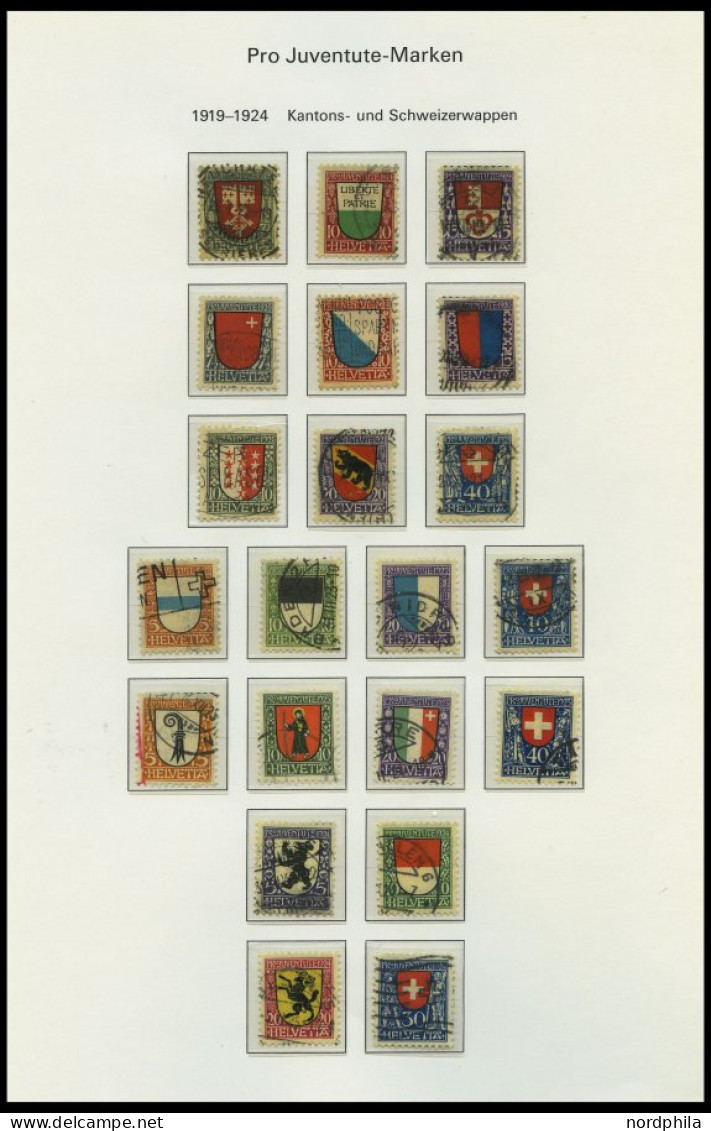 SAMMLUNGEN O, 1913-1977, Gestempelte Sammlung Pro Juventute Auf Biella Seiten, Bis Auf Die Blocks Komplett, Fast Nur Pra - Verzamelingen