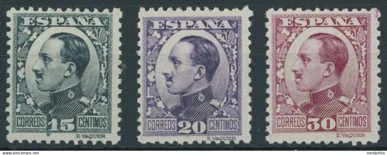 SPANIEN 565/6,568 , 1930, 15, 20 Und 30 C. König Alfons XII, Rückseitig Blaue Kontrollnummer, 3 Postfrische Prachtwerte, - Other & Unclassified