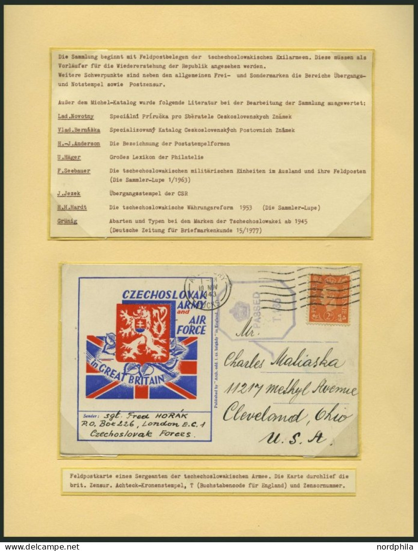 TSCHECHOSLOWAKEI Brief,o,, , 1940-48, Interessante Sammlung Mit 27 Bedarfsbelegen, Dabei Feldpost, Zensurbelege, Dazu Ma - Collections, Lots & Series