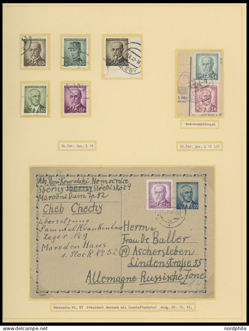 TSCHECHOSLOWAKEI Brief,o,, , 1940-48, interessante Sammlung mit 27 Bedarfsbelegen, dabei Feldpost, Zensurbelege, dazu Ma