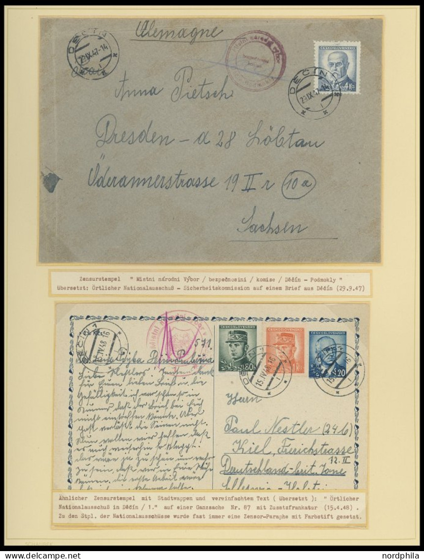 TSCHECHOSLOWAKEI Brief,o,, , 1940-48, interessante Sammlung mit 27 Bedarfsbelegen, dabei Feldpost, Zensurbelege, dazu Ma