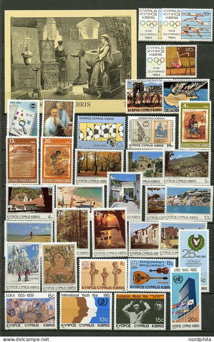 ZYPERN 39-725 , Zypern 1903/1989, kleine Sammlung bis aus auf 4 Werte alle postfrisch. Nr. 39, 103, 106 und 292 gestempe