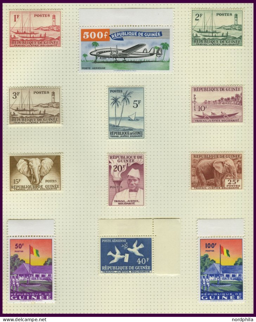 GUINEA , , 1959-68, Praktisch Komplette Sammlung Im Album (ohne Ungezähnte Ausgaben), Blocks Wohl Alle Postfrisch, Prach - Guinée (1958-...)