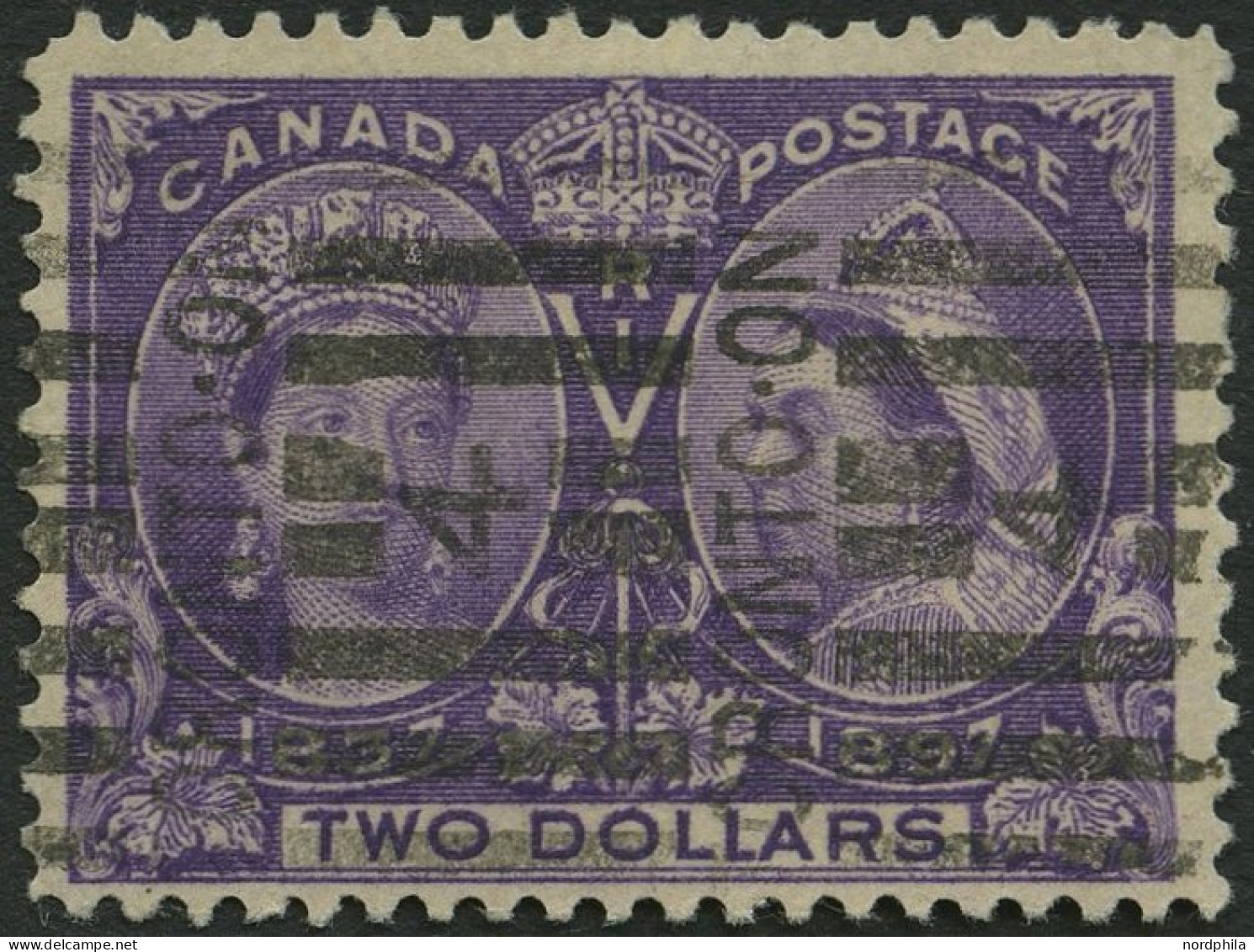 KANADA 50 O, 1897, 2 $ Violett, Pracht, Signiert Gebrüder Senf, Mi. 500.- - Gebraucht