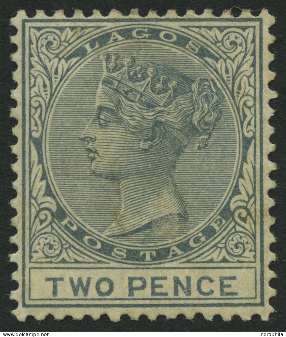 LAGOS 14 , 1884, 2 P. Graublau, Wz. CA Einfach, Falzreste, Pracht, Mi. 95.- - Andere & Zonder Classificatie