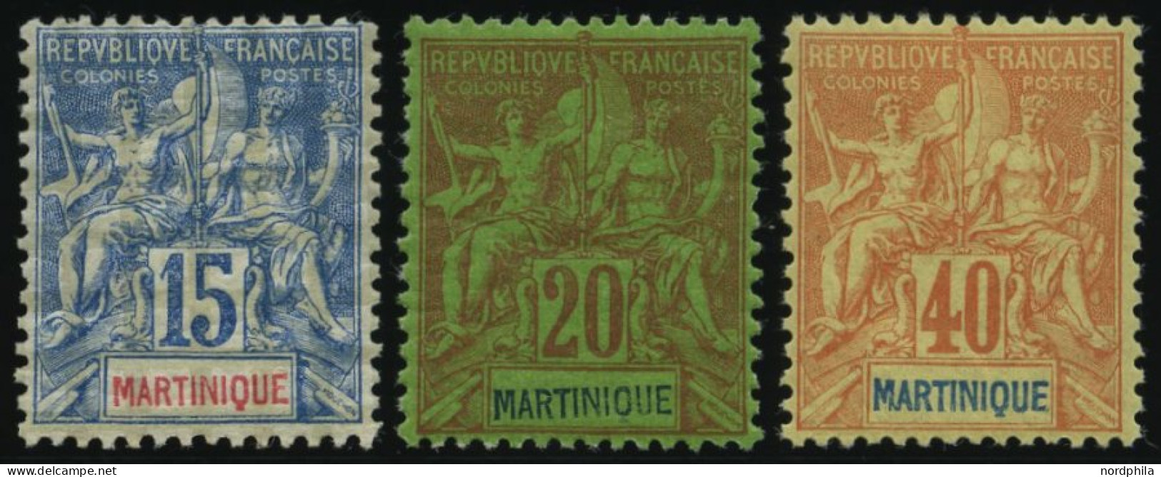 MARTINIQUE 31/2,35 , 1892, 15, 20 Und 40 C. Kolonialallegorie, Falzrest, 3 Prachtwerte, Mi. 110.- - Other & Unclassified