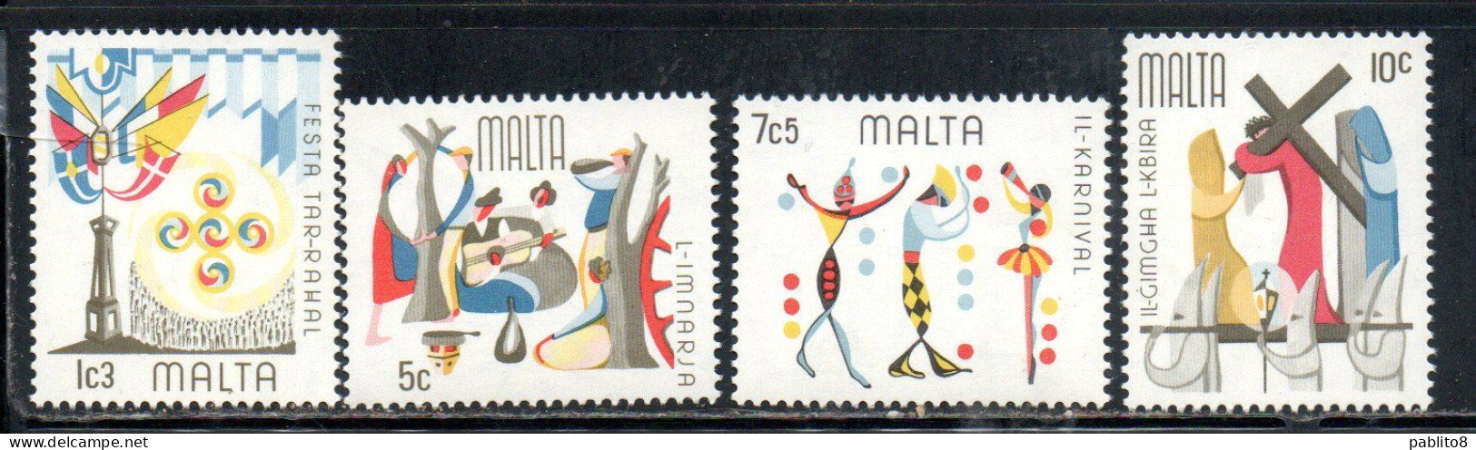 MALTA 1976 MALTESE FOLK FESTIVAL FOLKLORE FOLCLORE FESTA POPOLARE COMPLETE SET SERIE COMPLETA MNH - Malta