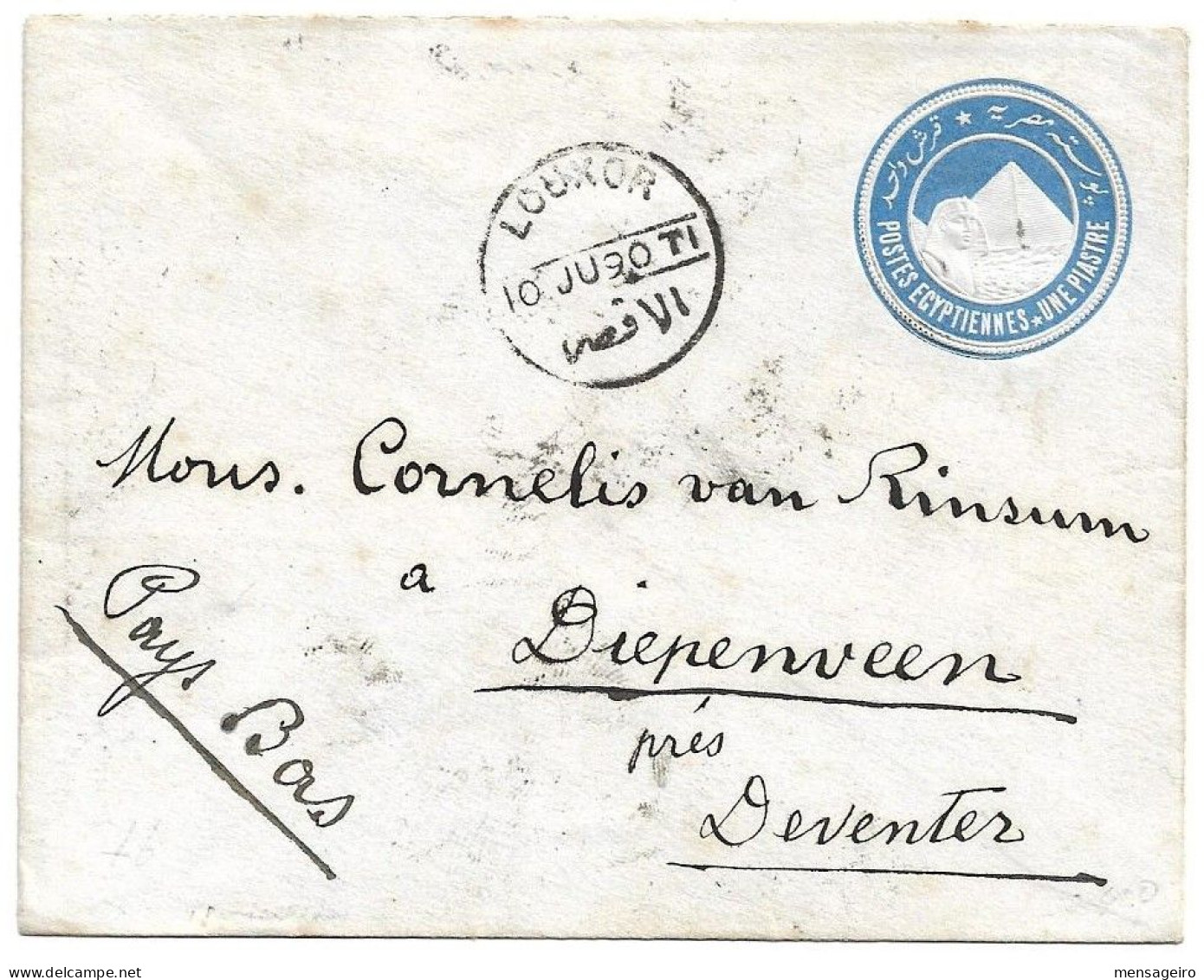 (C04) 1P. STATIONERY COVER - LOUXOR => GERMANY 1890 - 1866-1914 Khedivate Of Egypt