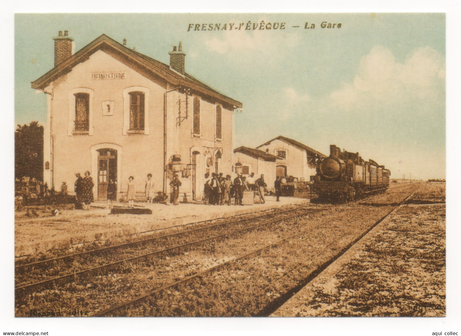 FRESNAY-L'EVEQUE (28) LIGNE DE VOVES À TOURY - TRAIN ENTRANT EN GARE (REPRODUCTION D'UNE CARTE POSTALE ANCIENNE ) - Eisenbahnen