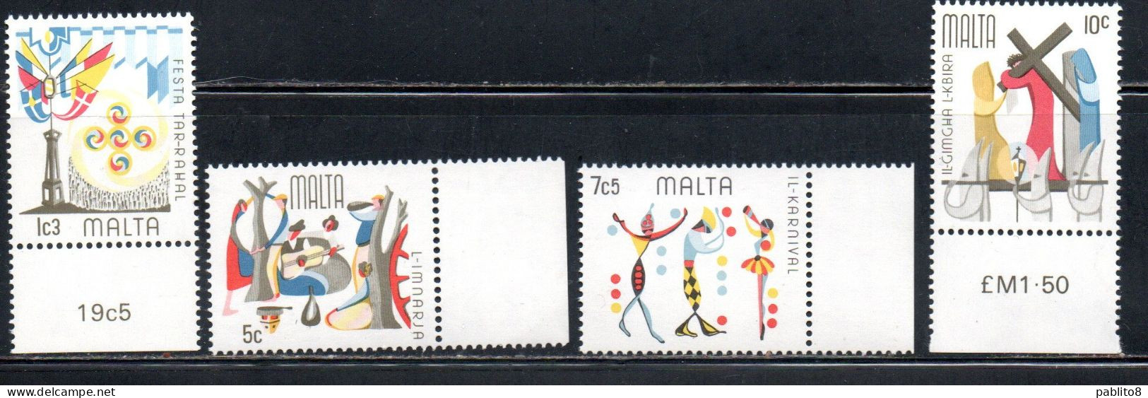 MALTA 1976 MALTESE FOLK FESTIVAL FOLKLORE FOLCLORE FESTA POPOLARE COMPLETE SET SERIE COMPLETA MNH - Malta