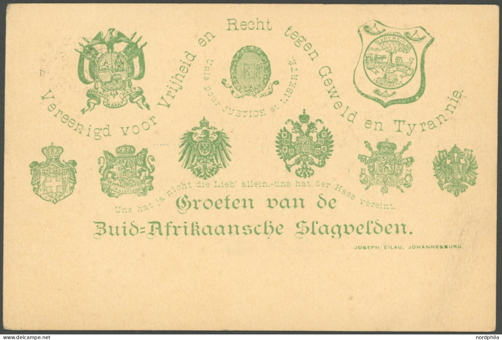 TRANSVAAL 1900, 1/2 P. Grün, Gestempelte Blankokarte, Pracht, Ascher P1 - Transvaal (1870-1909)