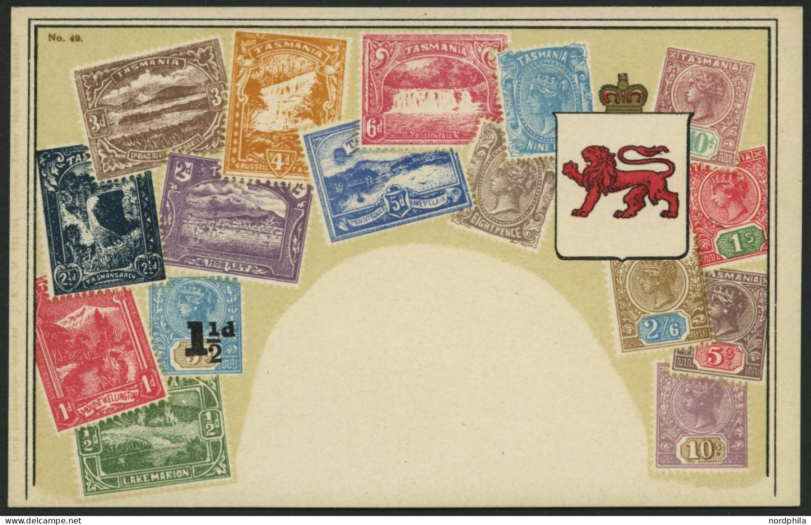TASMANIEN Ca. 1920, Briefmarkenserie, Ungebrauchte Karte, Pracht - Timbres (représentations)