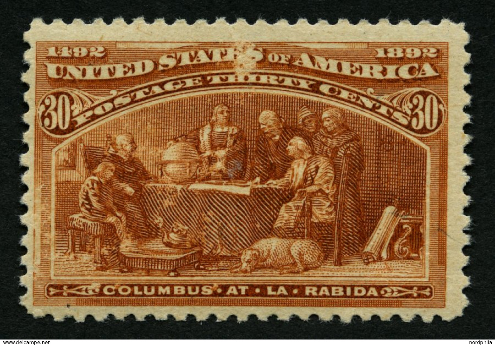 USA 82 , Scott 239, 1893, 30 C Columbus-Weltausstellung, Falzrest, Kleine Bildseitige Schürfung Sonst Pracht, $ 240 - Ongebruikt