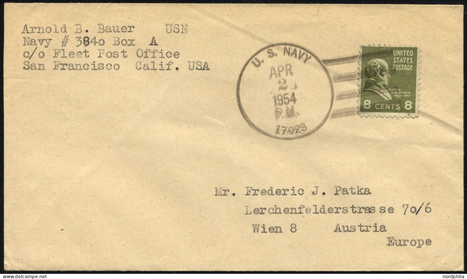 FELDPOST 1954, Feldpostbrief Aus Taiwan über Das Amerikanische Haupt-Feldpostamt In San Francisco Nach Wien, Mit Feldpos - Lettres & Documents