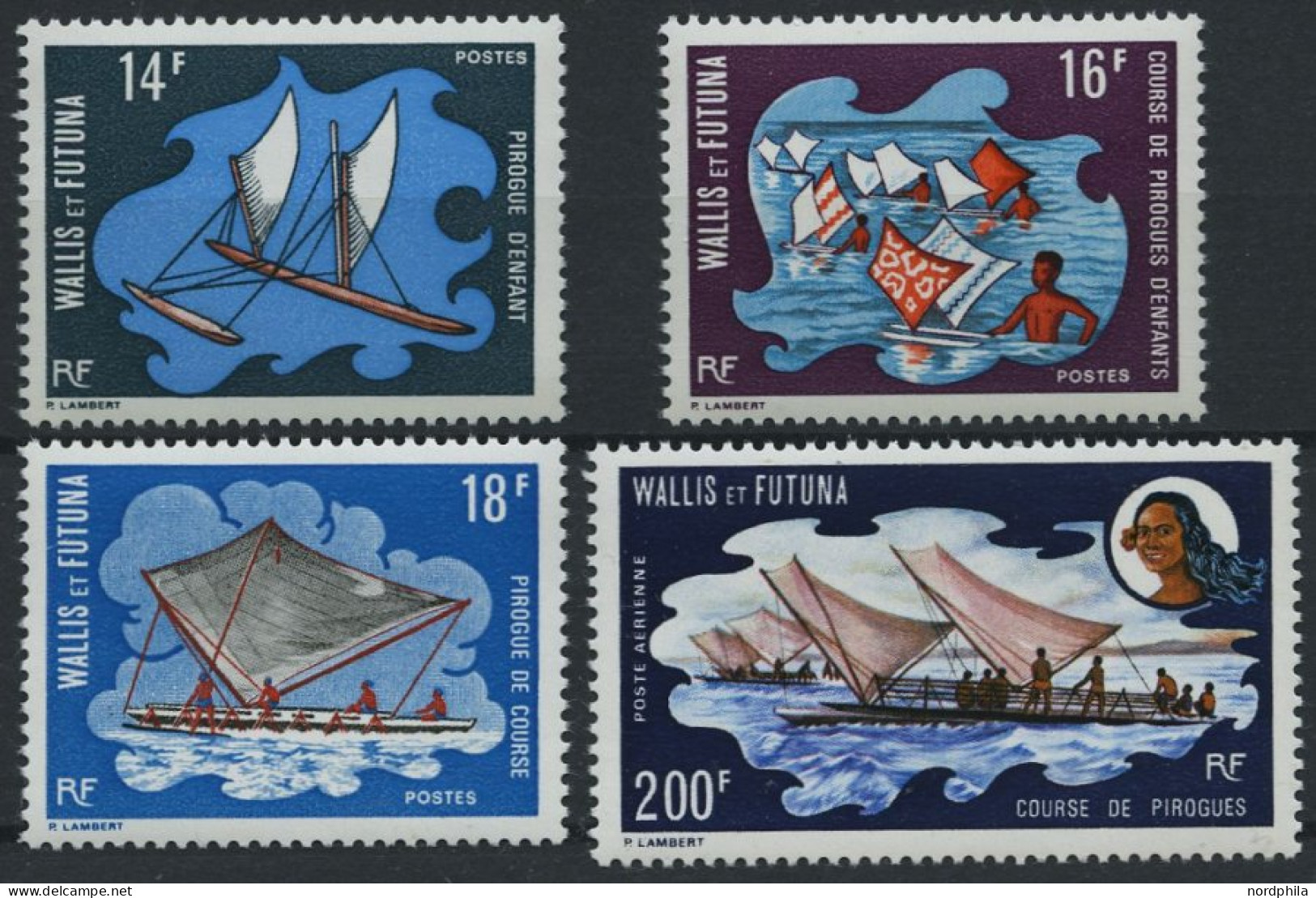 WALLIS- UND FUTUNA-INSELN 238-41 , 1972, Piroggen-Wettbewerbe, Prachtsatz, Mi. 85.- - Ongebruikt