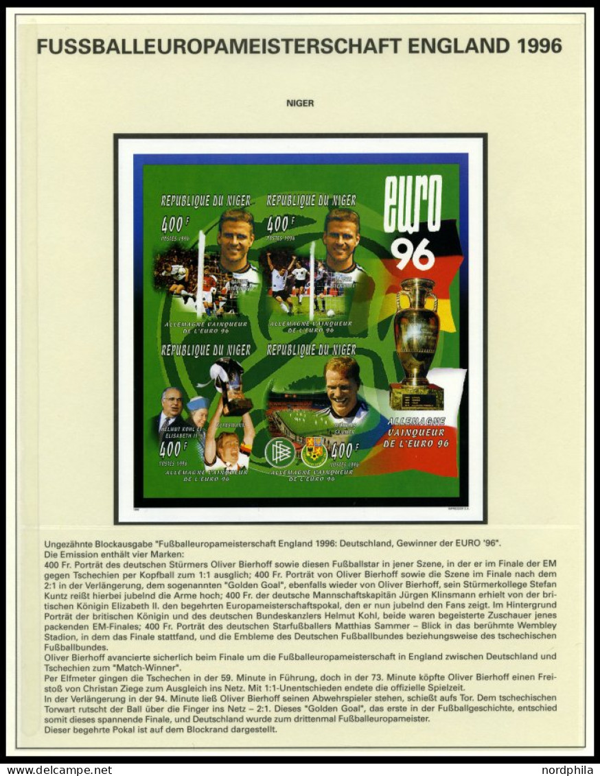 SPORT ,Brief , Fußball-Europameisterschaft England 1996 Auf Siegerseiten Im Album Mit Blocks, Streifen, Einzelmarken, Ga - Autres & Non Classés