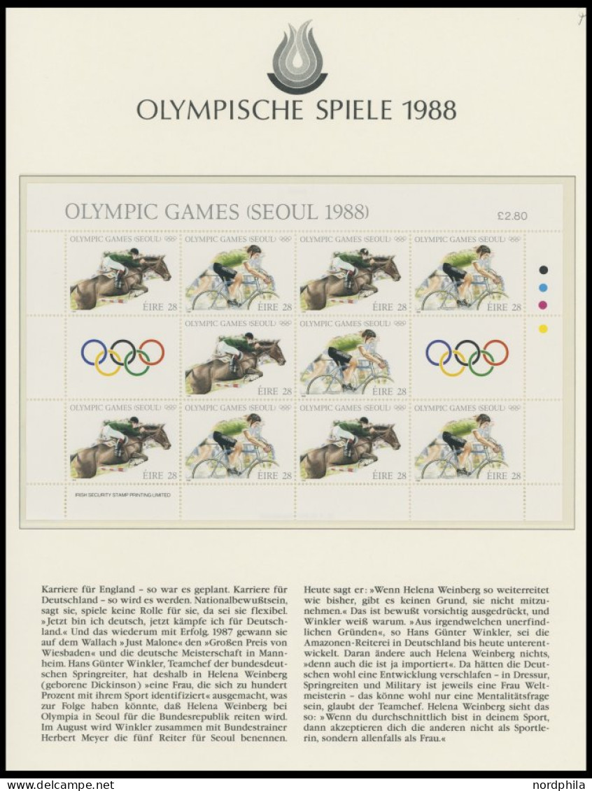 SPORT ,Brief , Olympische Spiele 1988 in 4 Borek Spezialalben mit Goldmünze China Mint, Peking, Schwerttanz, PP, Kleinbo