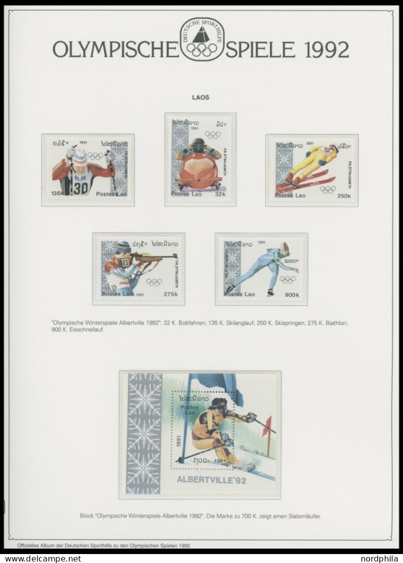 SPORT ,Brief , Olympische Spiele 1992 Auf Spezial Falzlosseiten Der Deutschen Sporthilfe Mit Blocks, Streifen, Markenhef - Other & Unclassified