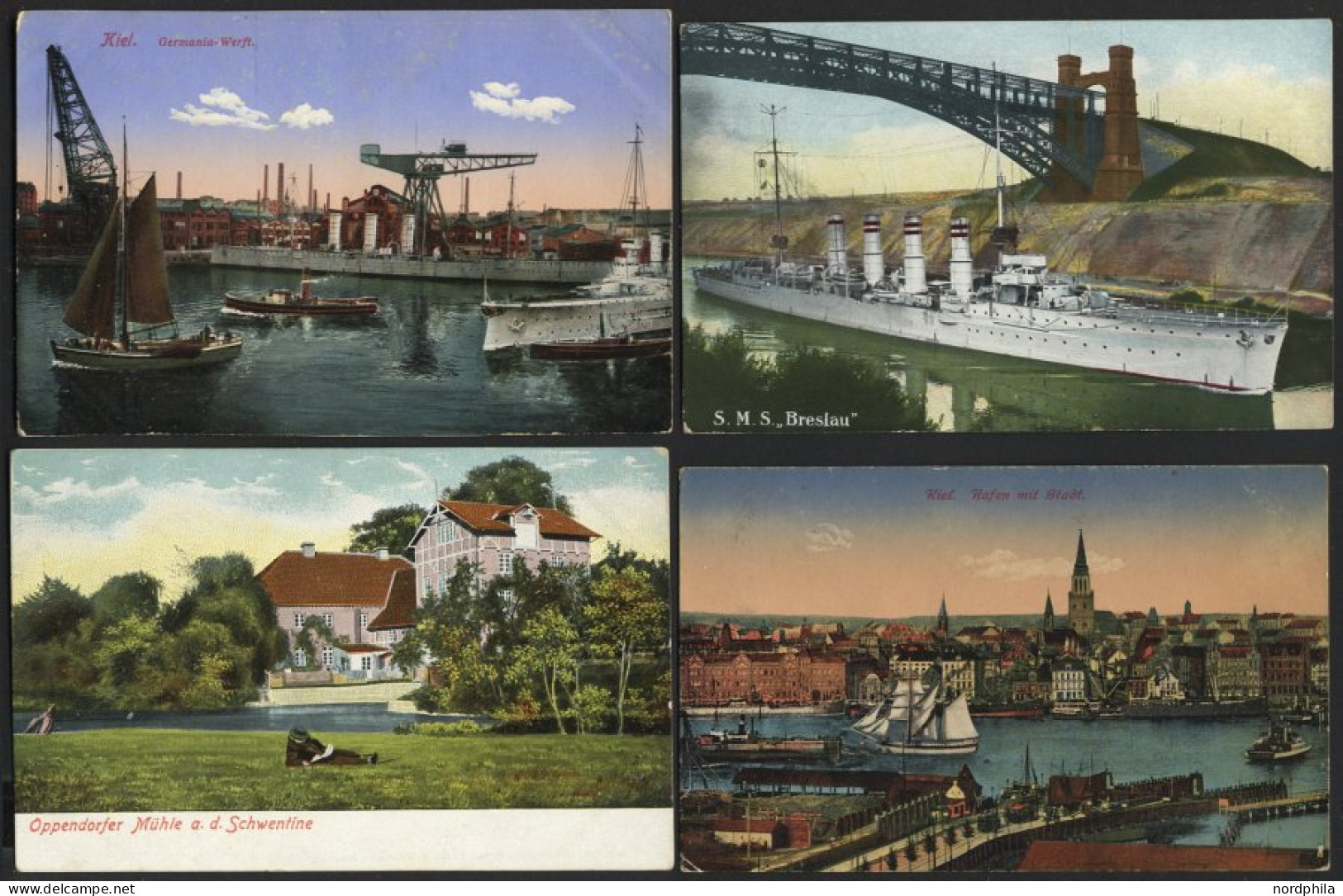 ALTE POSTKARTEN - DEUTSCH KIEL, Sammlung Von 200 Verschiedenen Ansichtskarten In 2 Briefalben, Mit Seltenen Lithographie - Covers & Documents