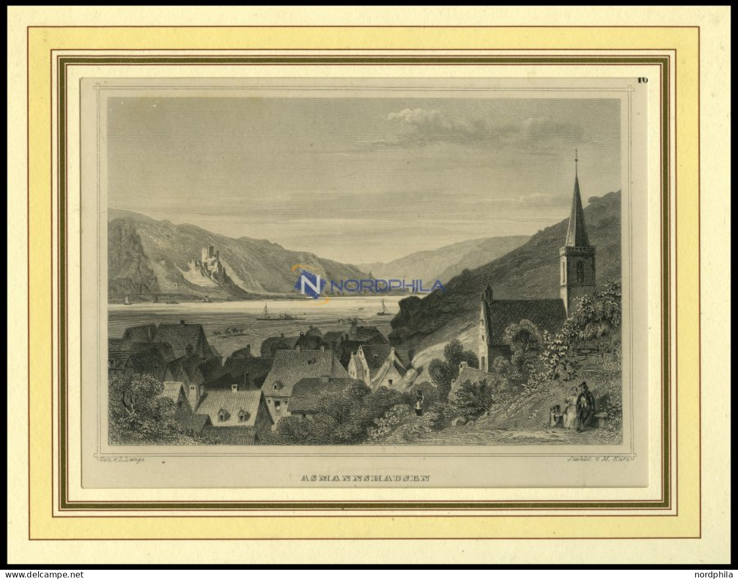 ASSMANNSHAUSEN, Gesamtansicht, Stahlstich Von Lange/Kurz Um 1840 - Prints & Engravings