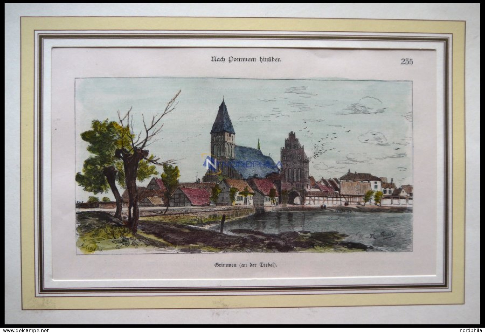 GRIMMEN An Der Trebel, Kolorierter Holzstich Von Gustav Schönleber Von 1881 - Prints & Engravings