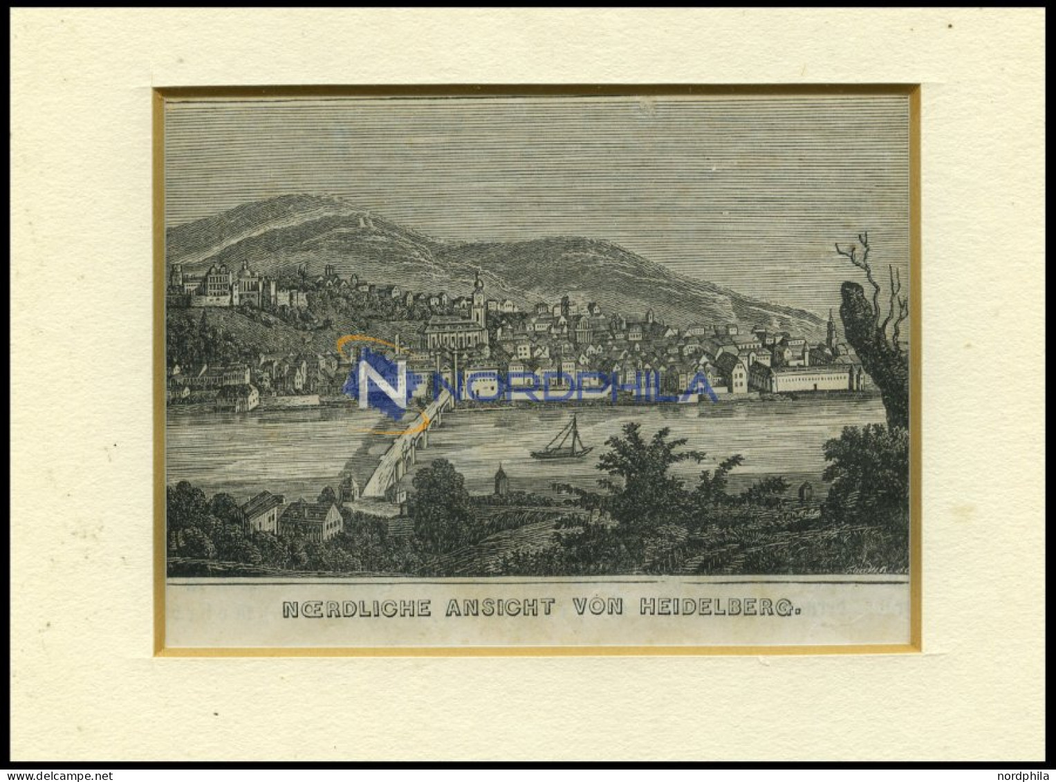 HEIDELBERG, Nördliche Gesamtansicht, Holzstich Von Heunisch Um 1840 - Prints & Engravings
