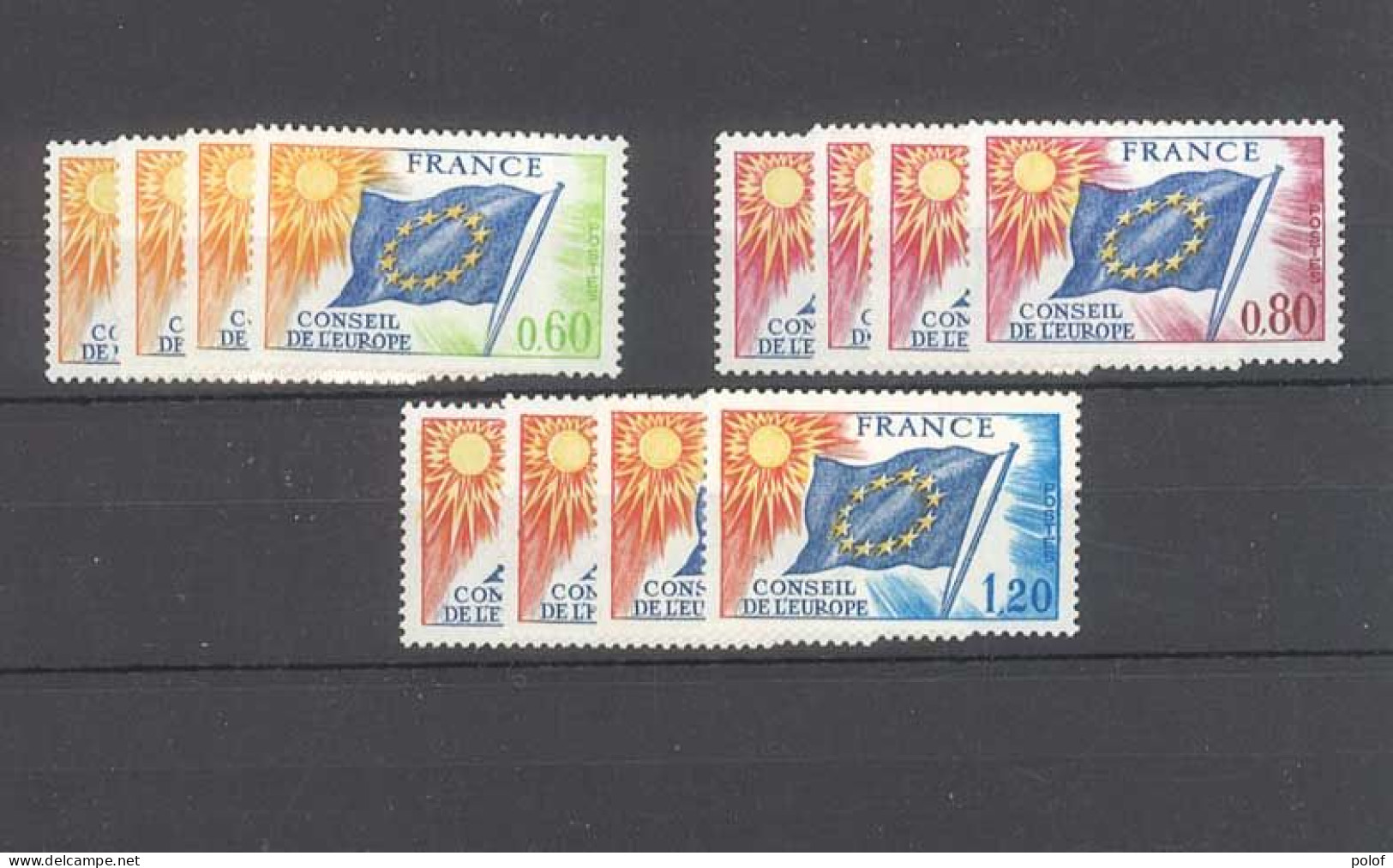 TIMBRE DE SERVICE - Conseil De L' Europe - 4 Séries De 3 Timbres - Yvert 46 à 48 - Neuf Sans Trace De Charnière - Neufs