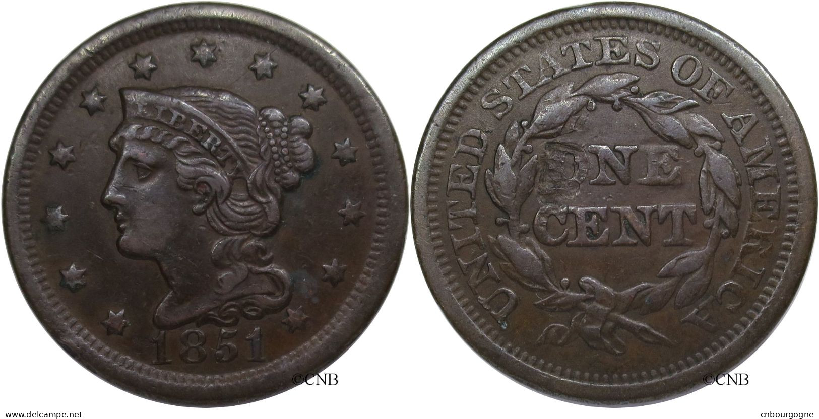 États-Unis - 1 Cent Braided Head 1851 - TTB/XF45 ! - Mon3659 - 1840-1857: Braided Hair (Capelli Intrecciati)