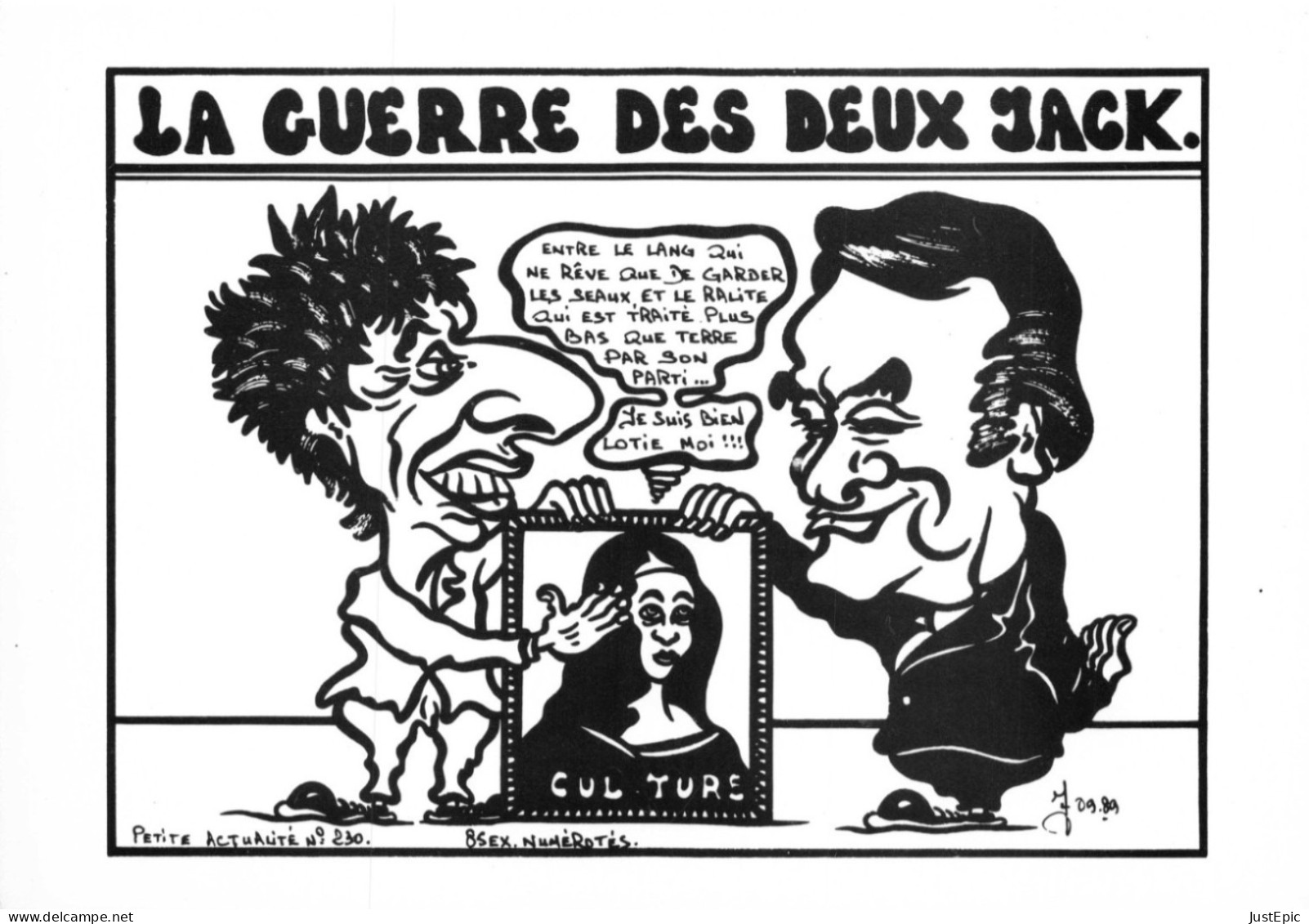 LARDIE Jihel Tirage 7/85 Ex. "Série Petite Actualité" N°230 - Caricatures Jack Lang Et Jacques Ralite CPM - Satiriques