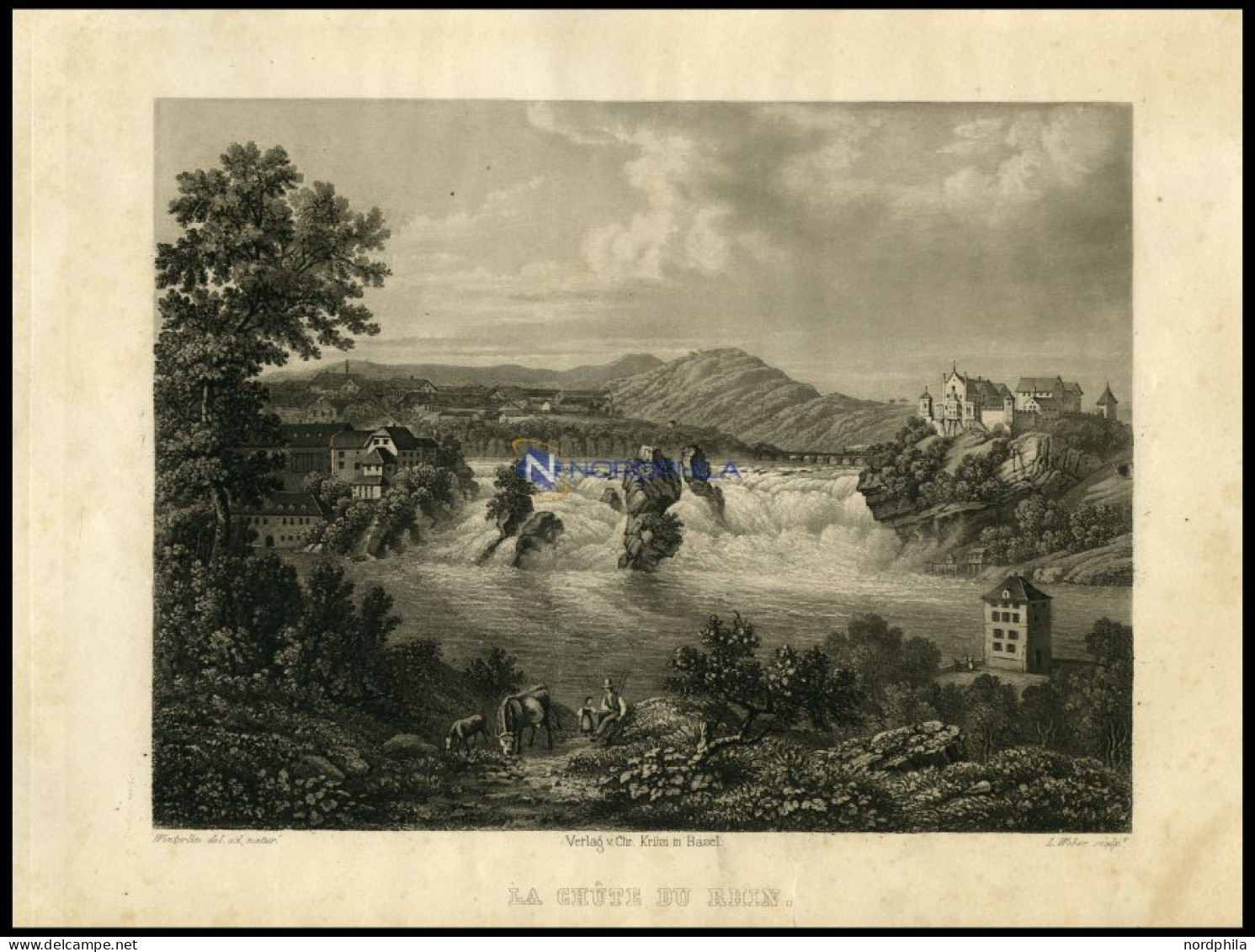 RHEINFALL B. Schaffhausen, Stahlstich Von Winterlin/Weber Um 1840 - Lithographies