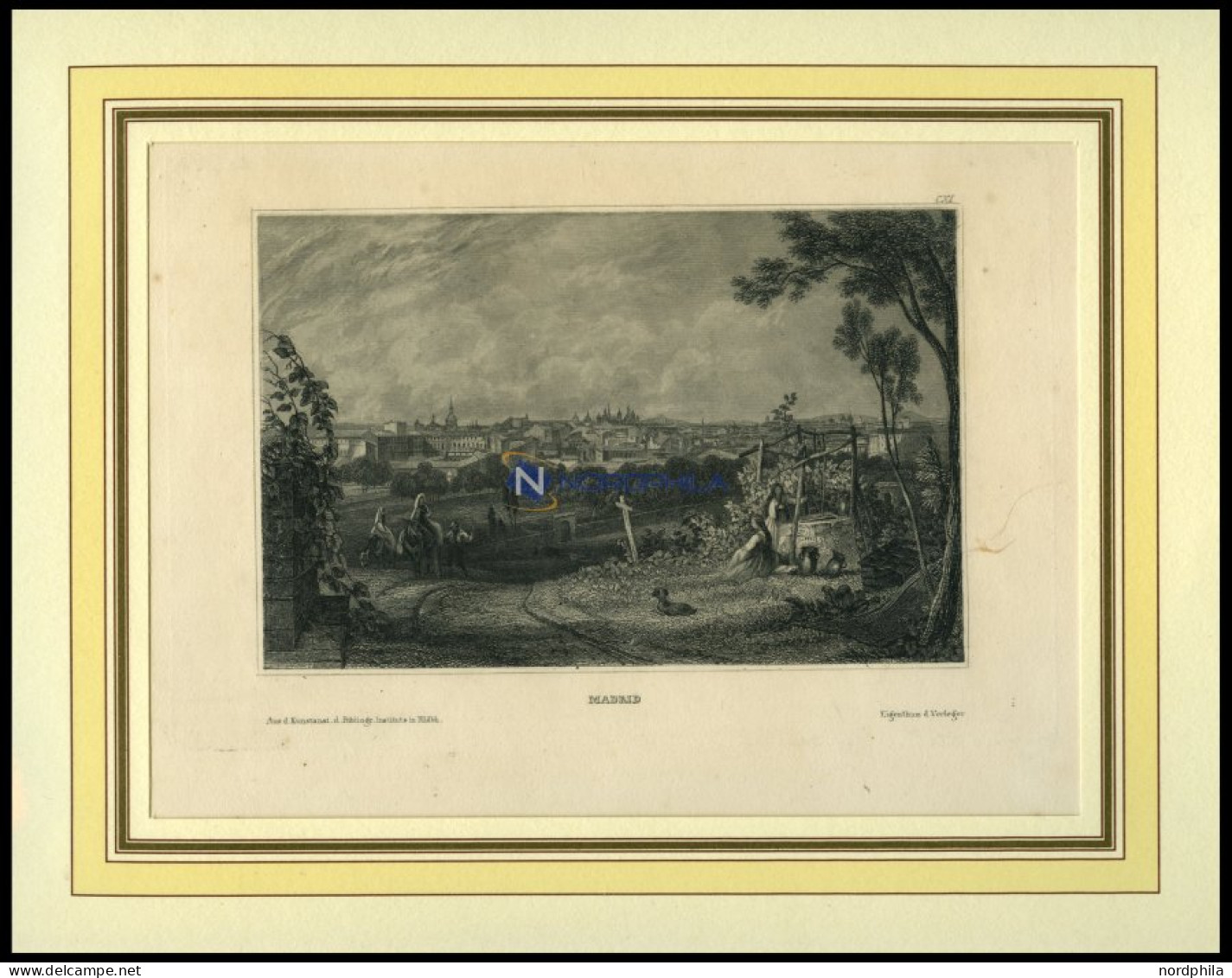 MADRID, Gesamtansicht, Stahlstich Von B.I. Um 1840 - Lithographies