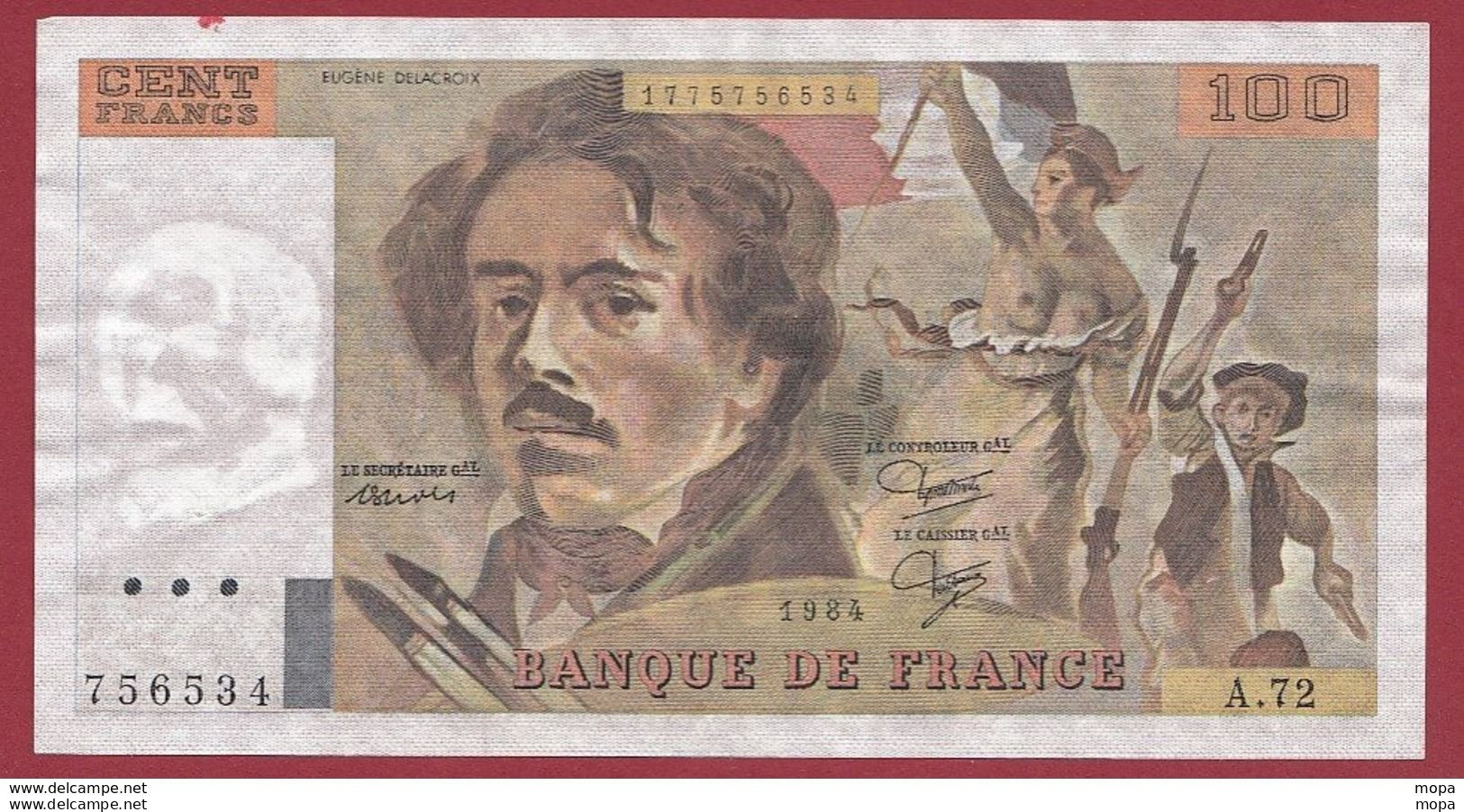 100 Francs "Delacroix" 1984---TTB+---ALPH.A.72 (1) - 100 F 1978-1995 ''Delacroix''