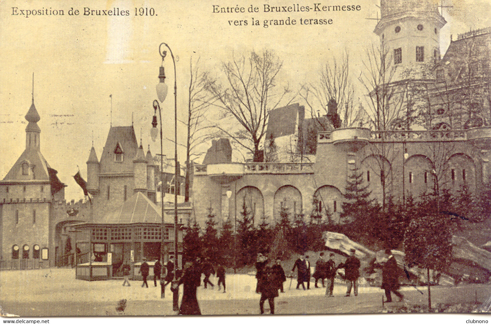 CPA - BRUXELLE EXPO 1910 - ENTREE DE BRUXELLES-KERMESSE VERS LA GRANDE TERRASSE - Weltausstellungen