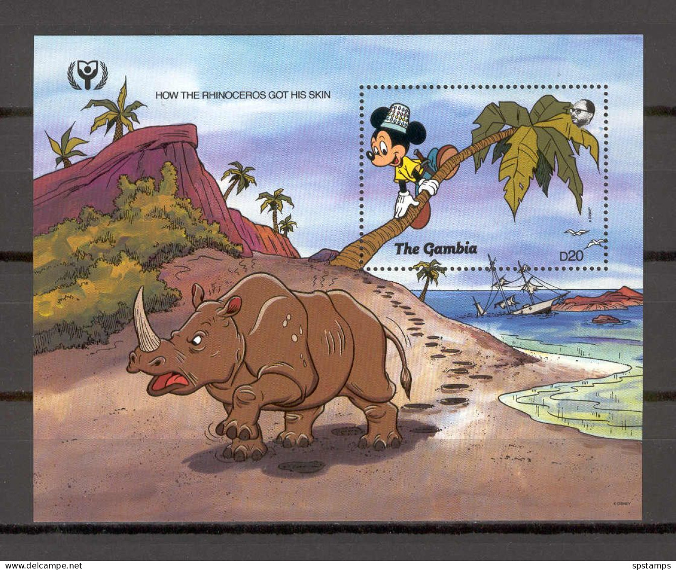 Disney Gambia 1991 How The Rhinoceros Got His Skin MS MNH - Disney