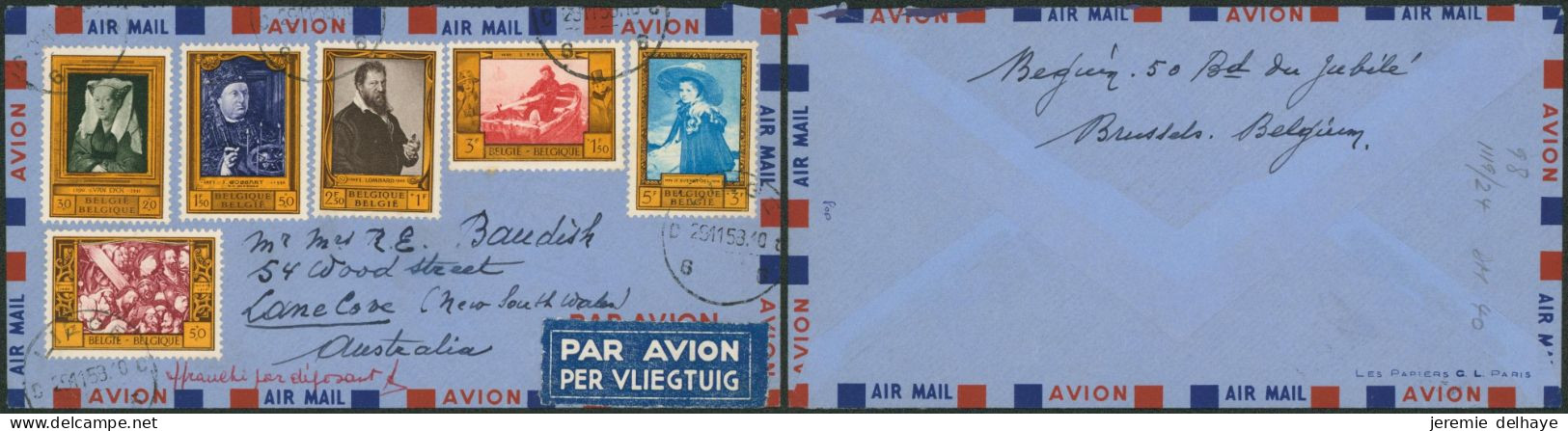 Culturelle (1958) - Série Complète çàd N°1076/81 Sur Lettre Par Avion De Liège > Australie (Lane Cove) - Covers & Documents